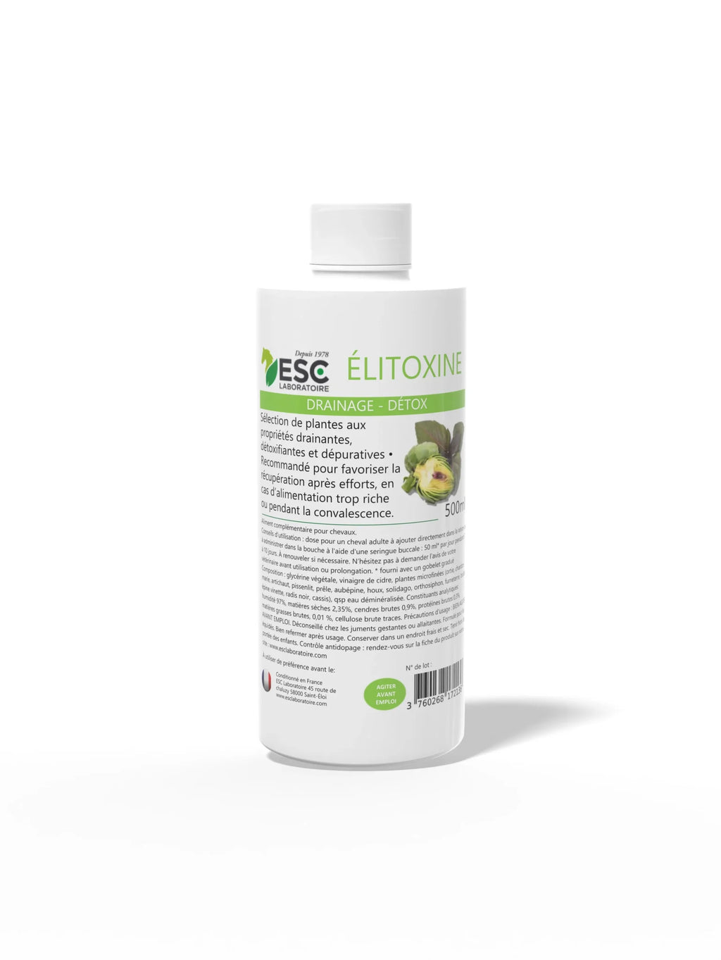 ELITOXINE – Drainage & Détox du cheval – Complément liquide aux plantes
